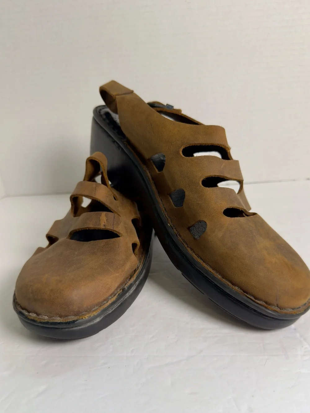 Men's Brown Leather Casual Slingback Shoes size 9